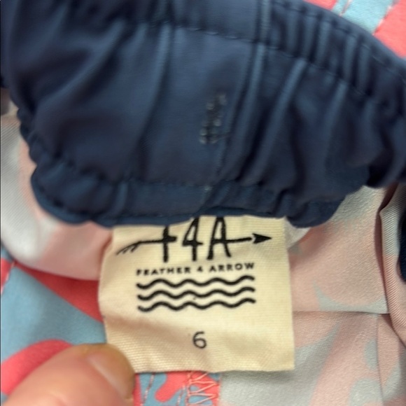 Pink and Blue Geometric Pattern Swimsuit with Elastic Waistband - Picture 2 of 8